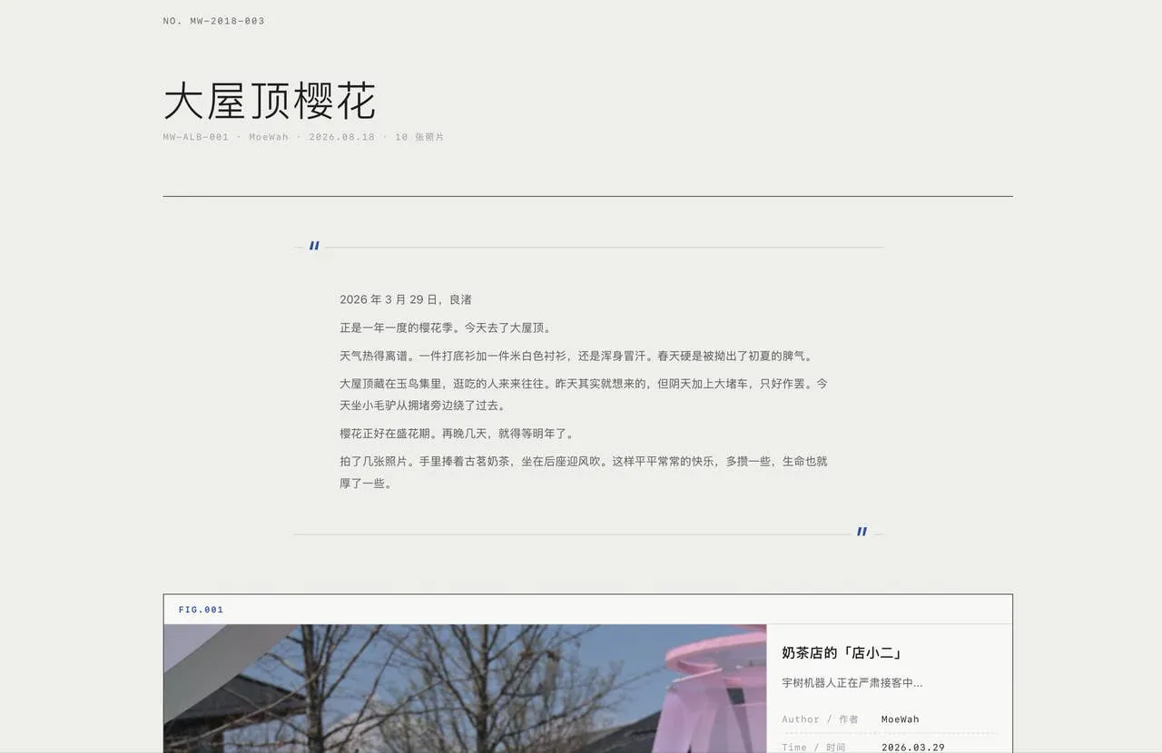 用照片定格，用文本展开